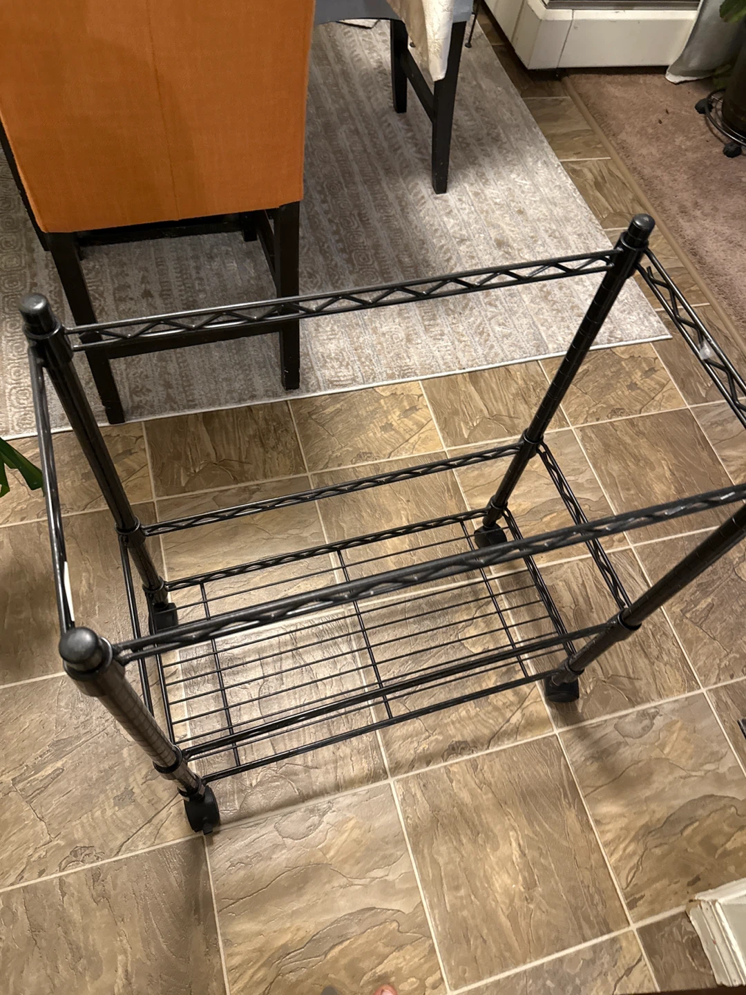 Rolling Kitchen Cart - Brown Top, Black Frame