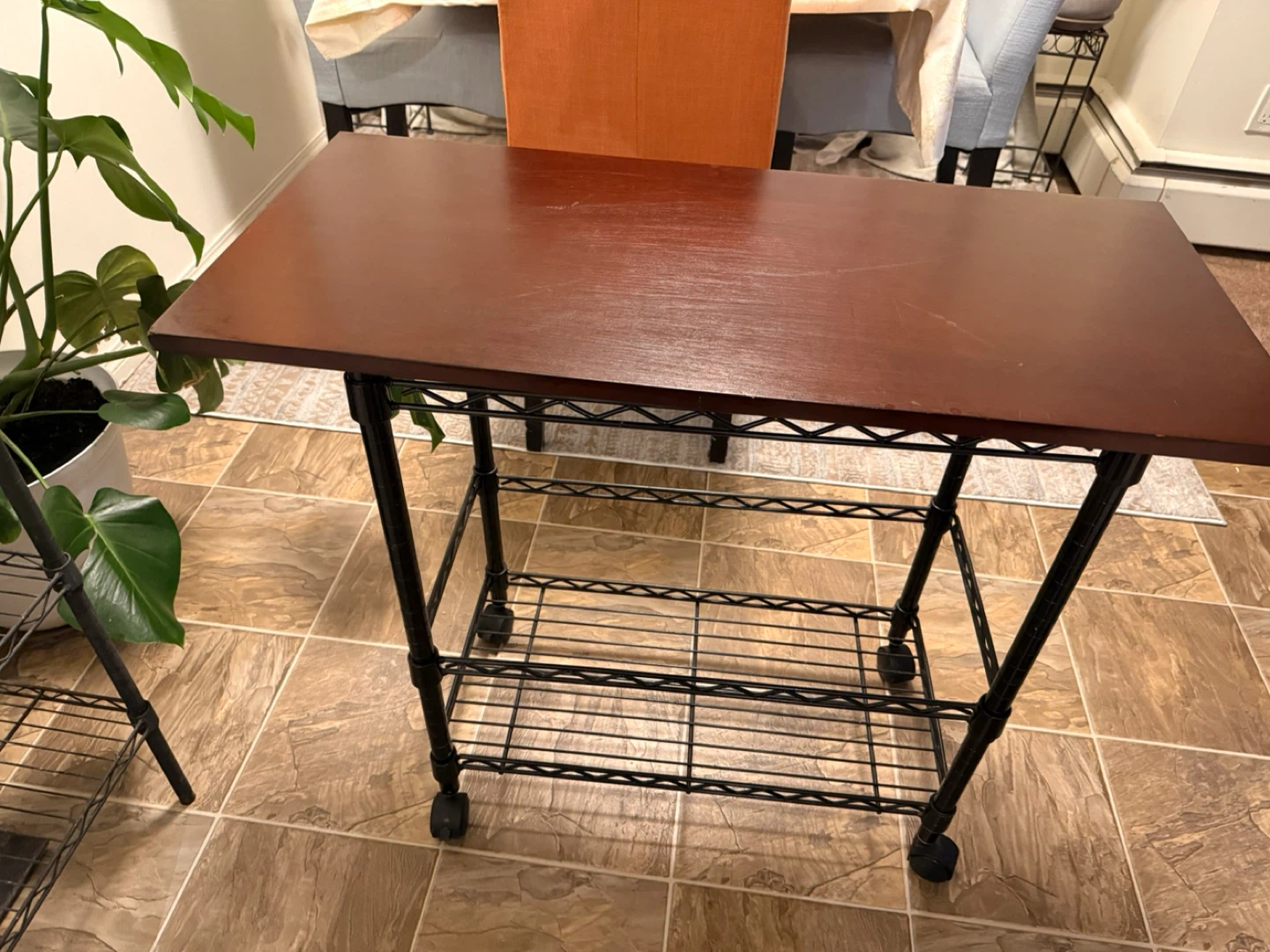 Rolling Kitchen Cart - Brown Top, Black Frame - photo 2
