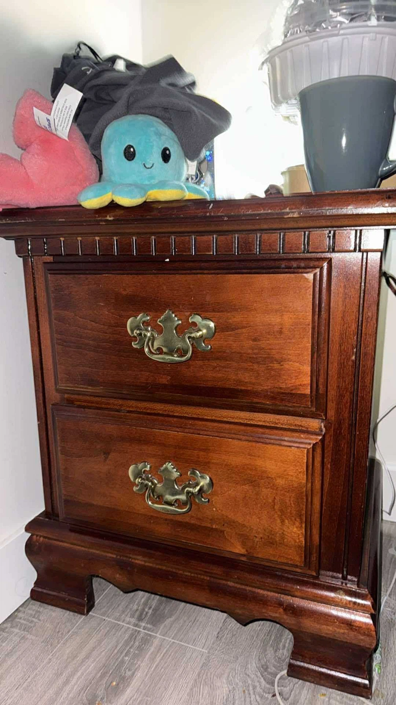 Wood 2-Drawer Bedside Table