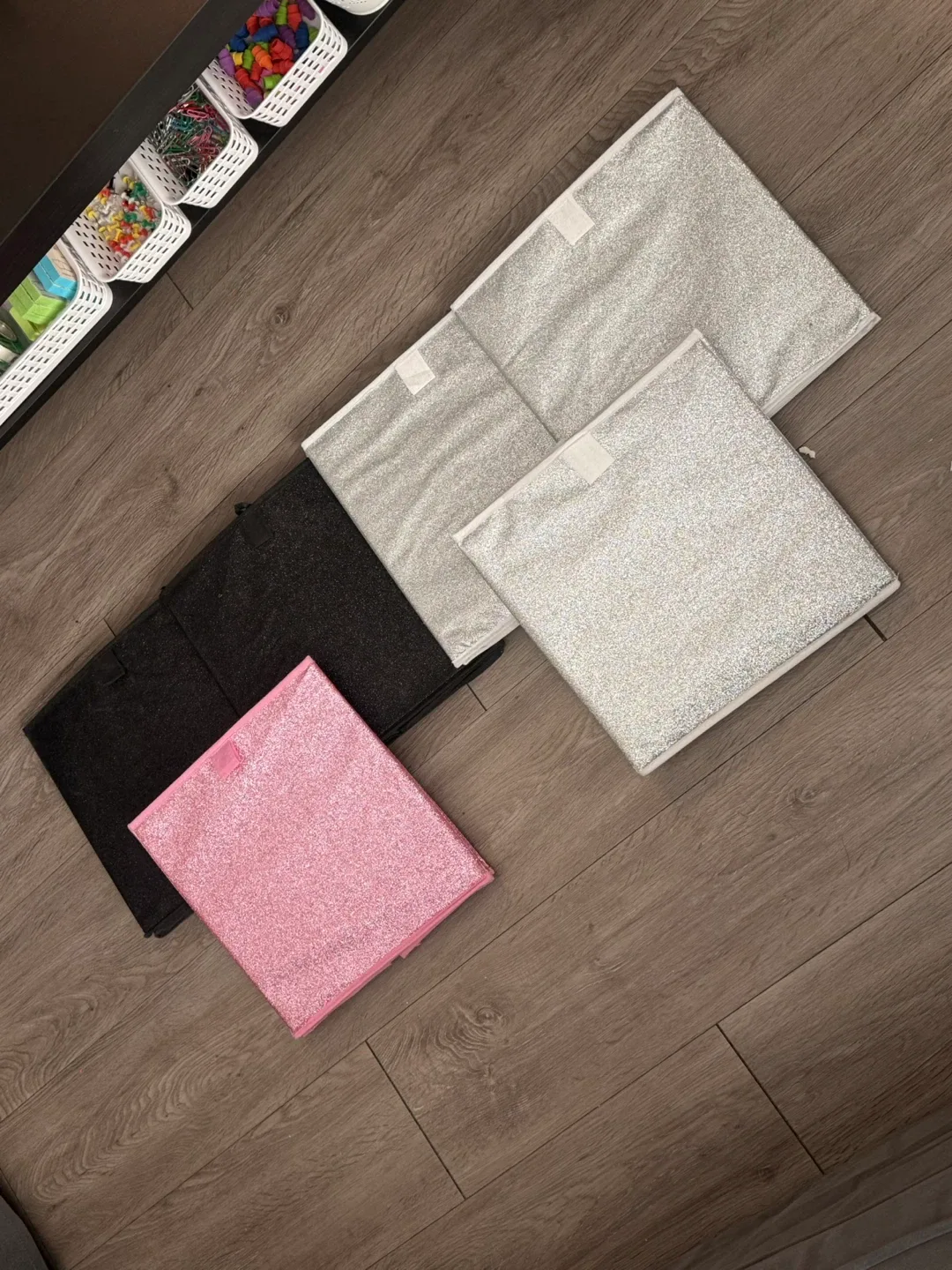 Glitter Storage Bins - Pink, Black, Silver - Set of 6 image indicator(2)