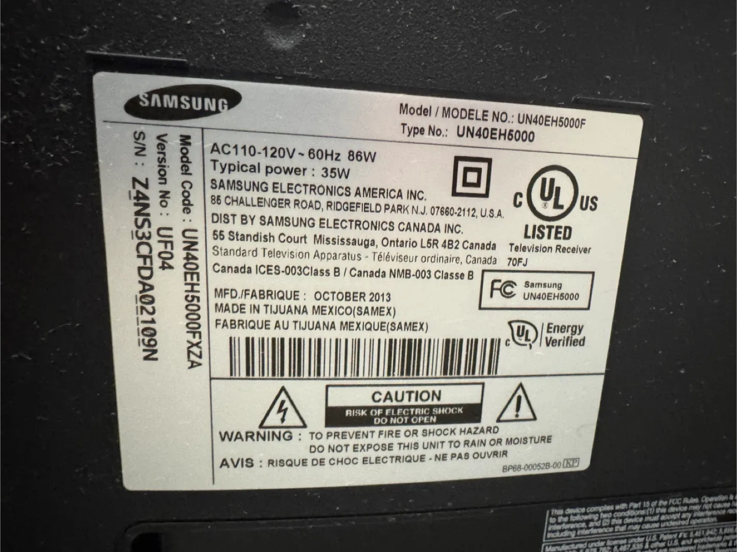 TV 40” Samsung UN40EH5000F 40" LED TV image indicator(3)