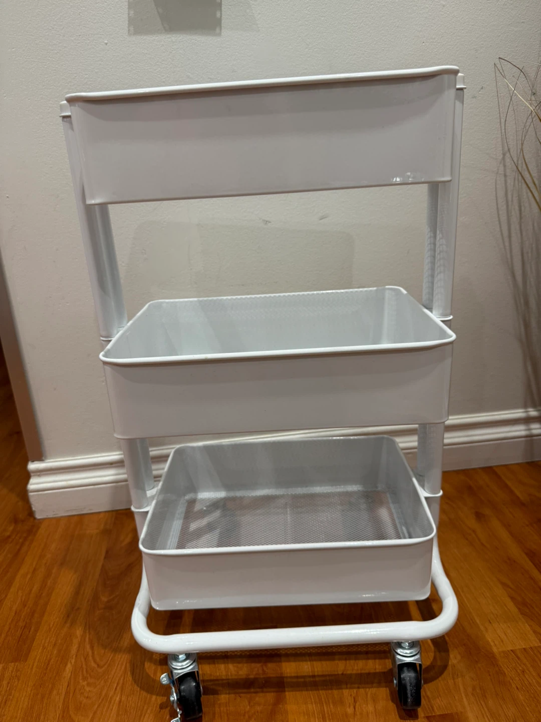 White 3-Tier Rolling Cart