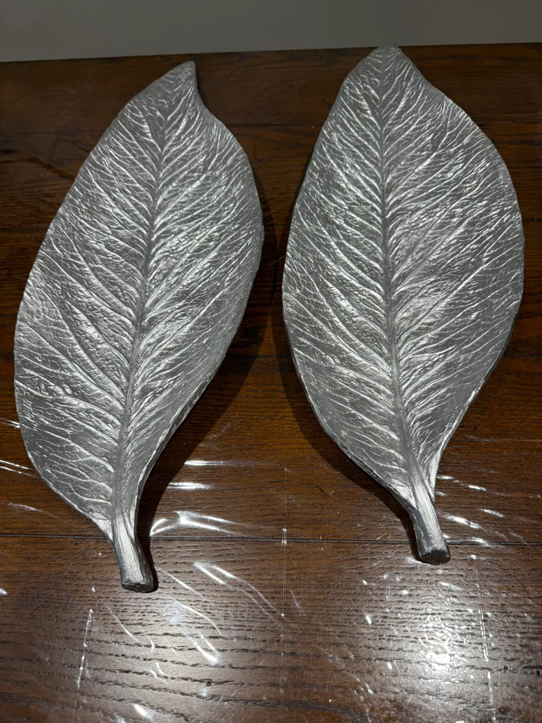 Silver Decorative Leaf Platters - Set of 2