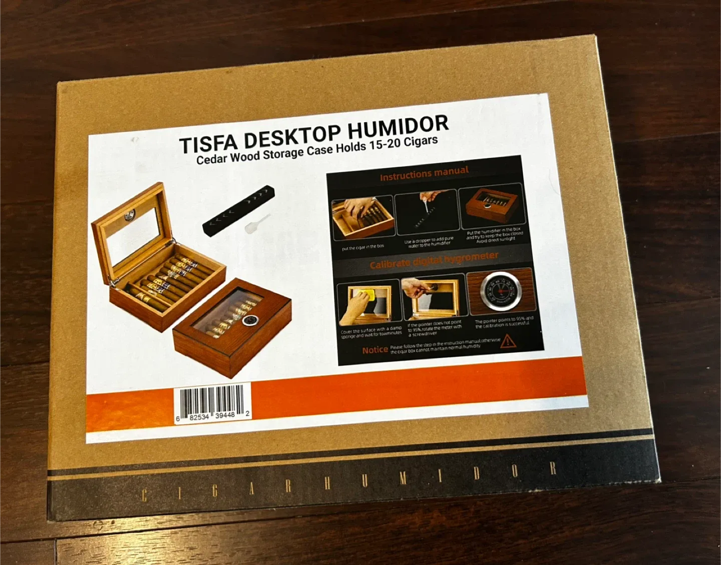 TISFA Cigar Humidor, Glass Top Cigar Box - Cedar Wood image indicator(2)