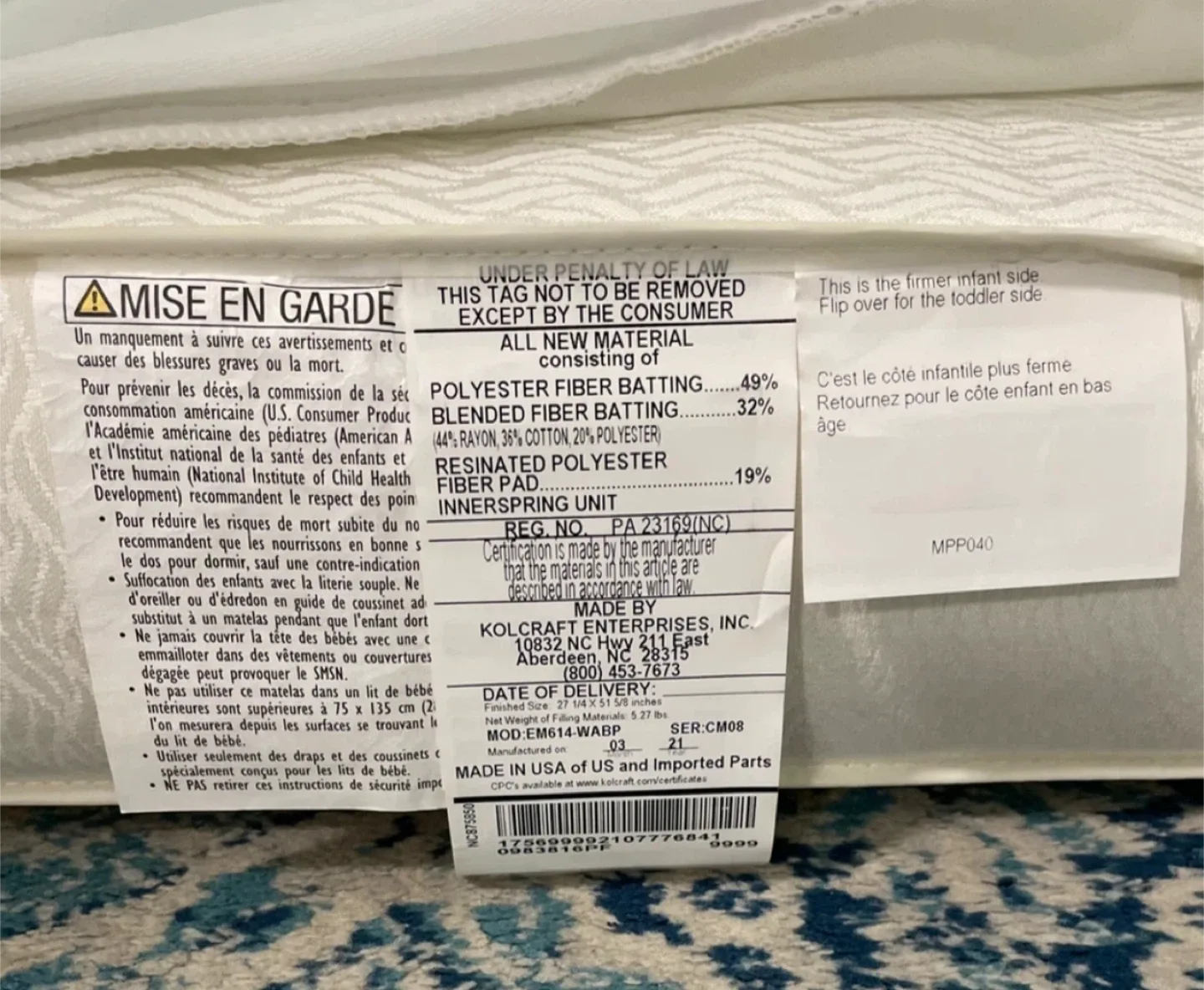 White crib mattress image indicator(3)