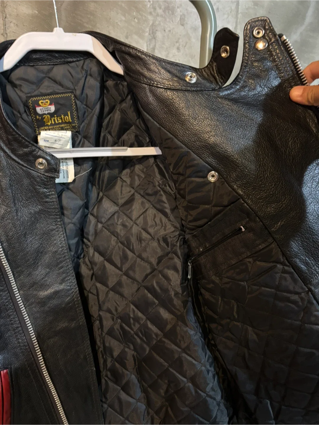 Vintage Bristol Leather Motorcycle Jacket - Black & Red image indicator(7)