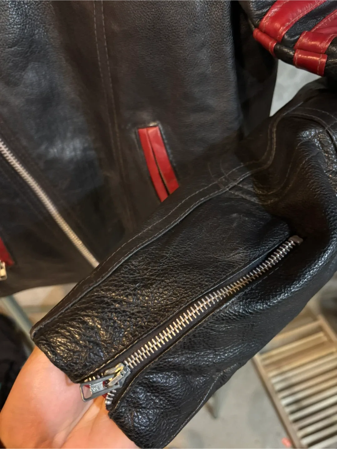 Vintage Bristol Leather Motorcycle Jacket - Black & Red image indicator(8)