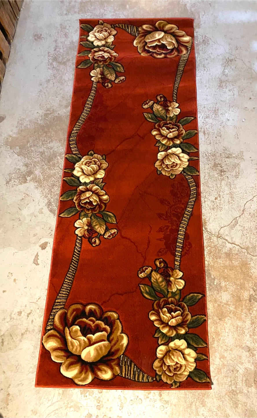 Floral Area Rug & Matching Runner - Red - photo 4