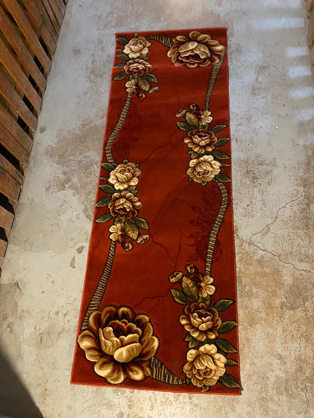 Floral Area Rug & Matching Runner - Red - photo 3