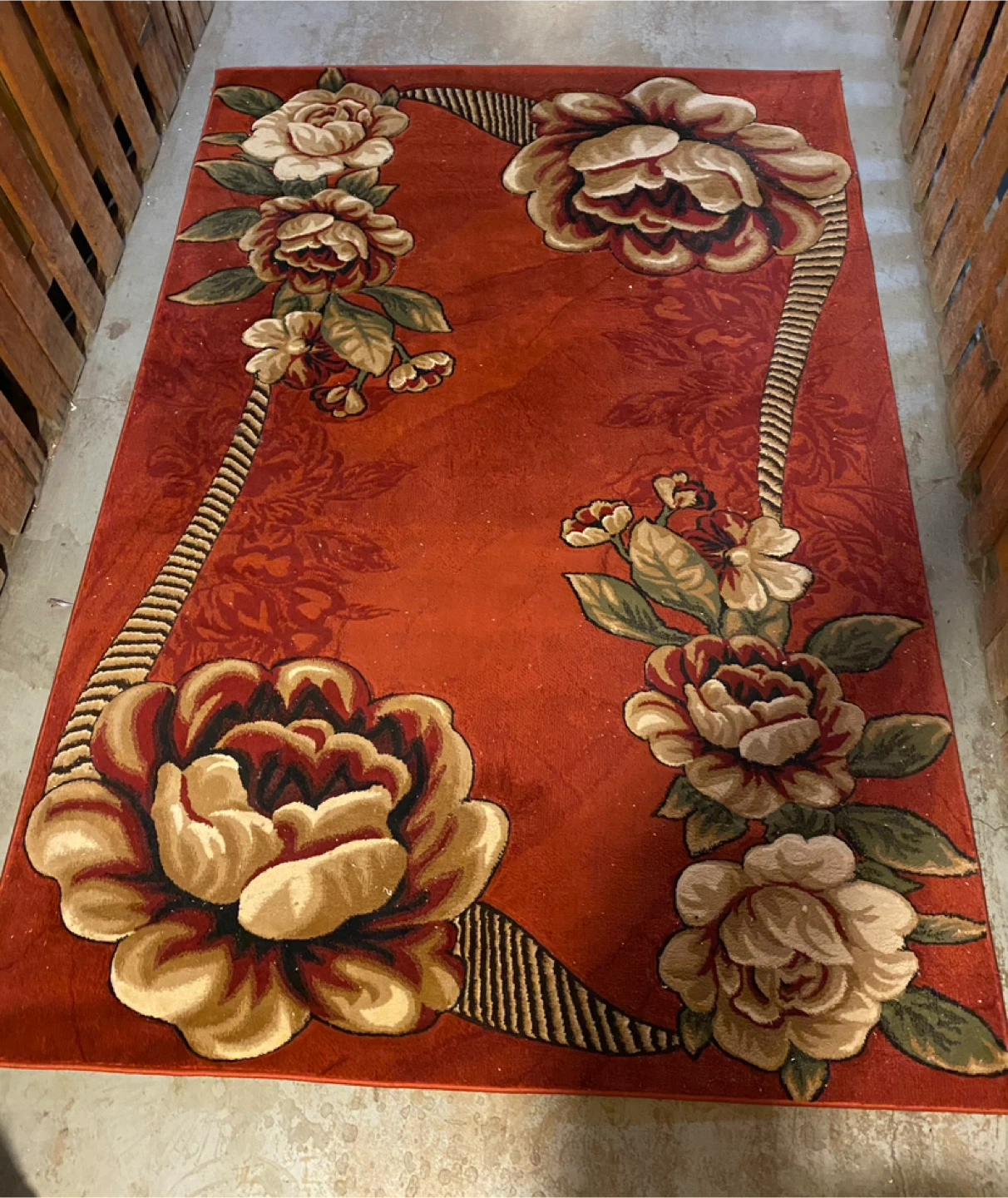 Floral Area Rug & Matching Runner - Red - photo 2