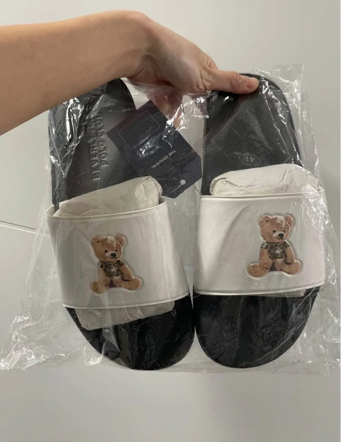 Beverly Polo Club Teddy Bear Slides - Size 41