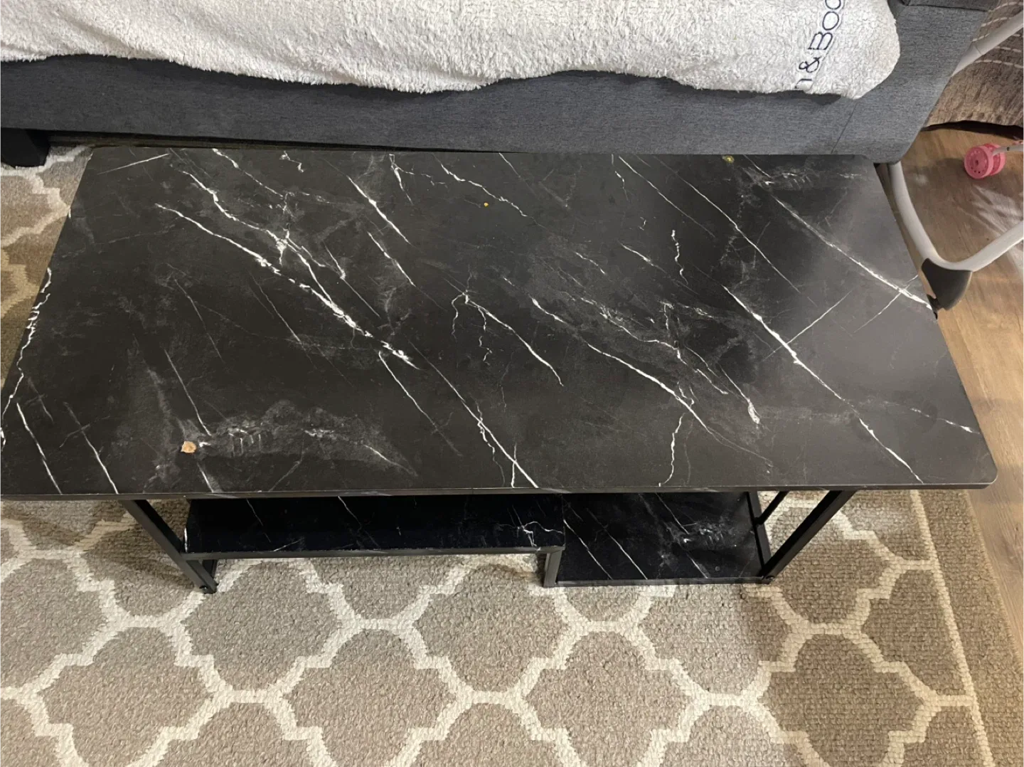 Black Marble Coffee Table with Shelf image indicator(2)