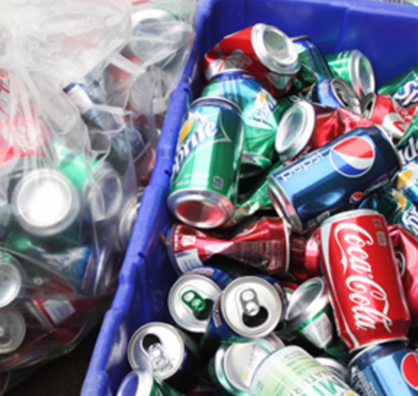 Empty Cans and Bottles for Recycle