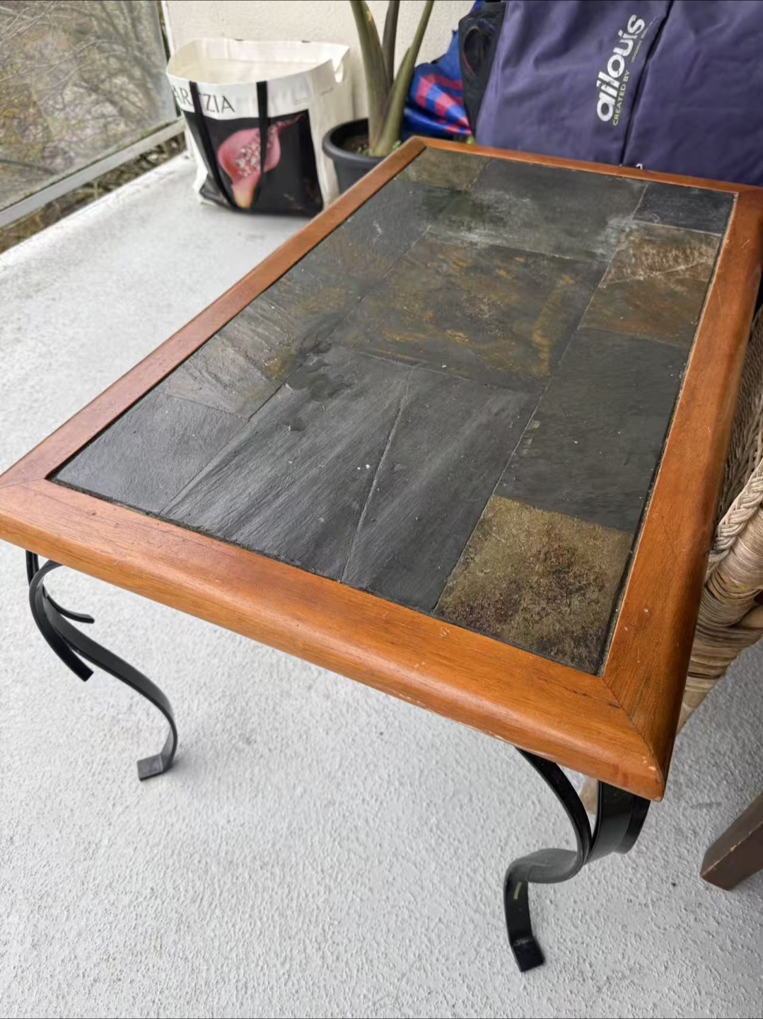 Coffee Table with Slate Tile Top - photo 2