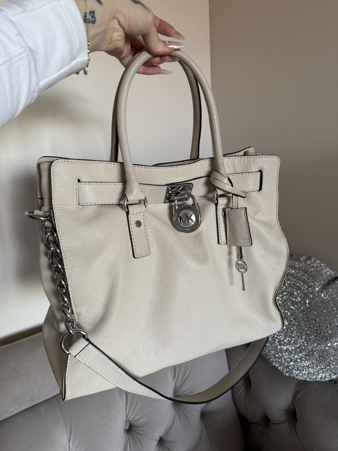 Michael Kors Cream Leather Tote Bag