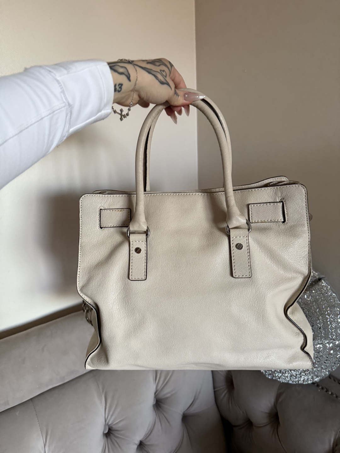 Michael Kors Cream Leather Tote Bag - photo 3