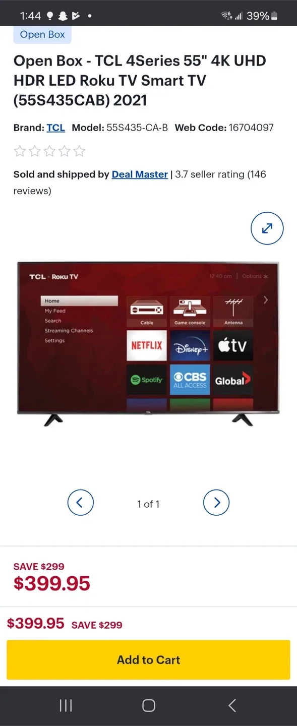 TCL 4-Series 55" 4K UHD HDR LED Roku TV - Like New! image indicator(3)