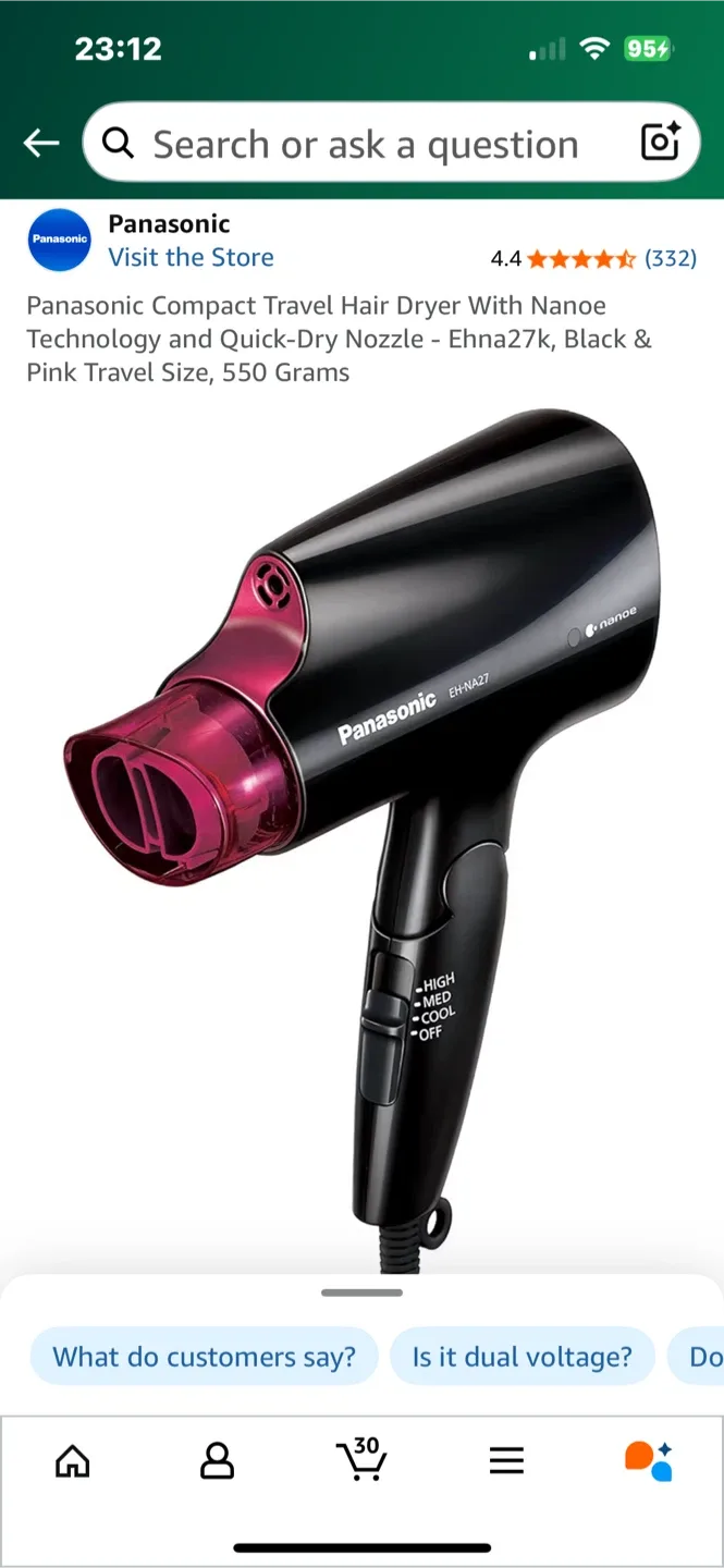 Panasonic EH-NA27 Compact Travel Hair Dryer image indicator(2)