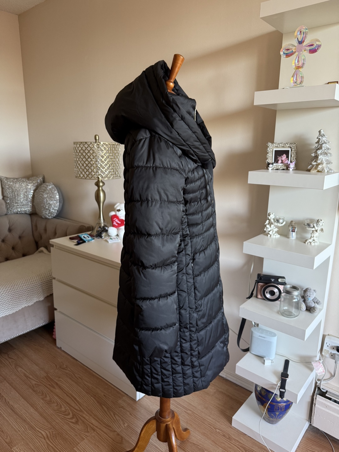 Black Puffer Coat with Hood - photo 4