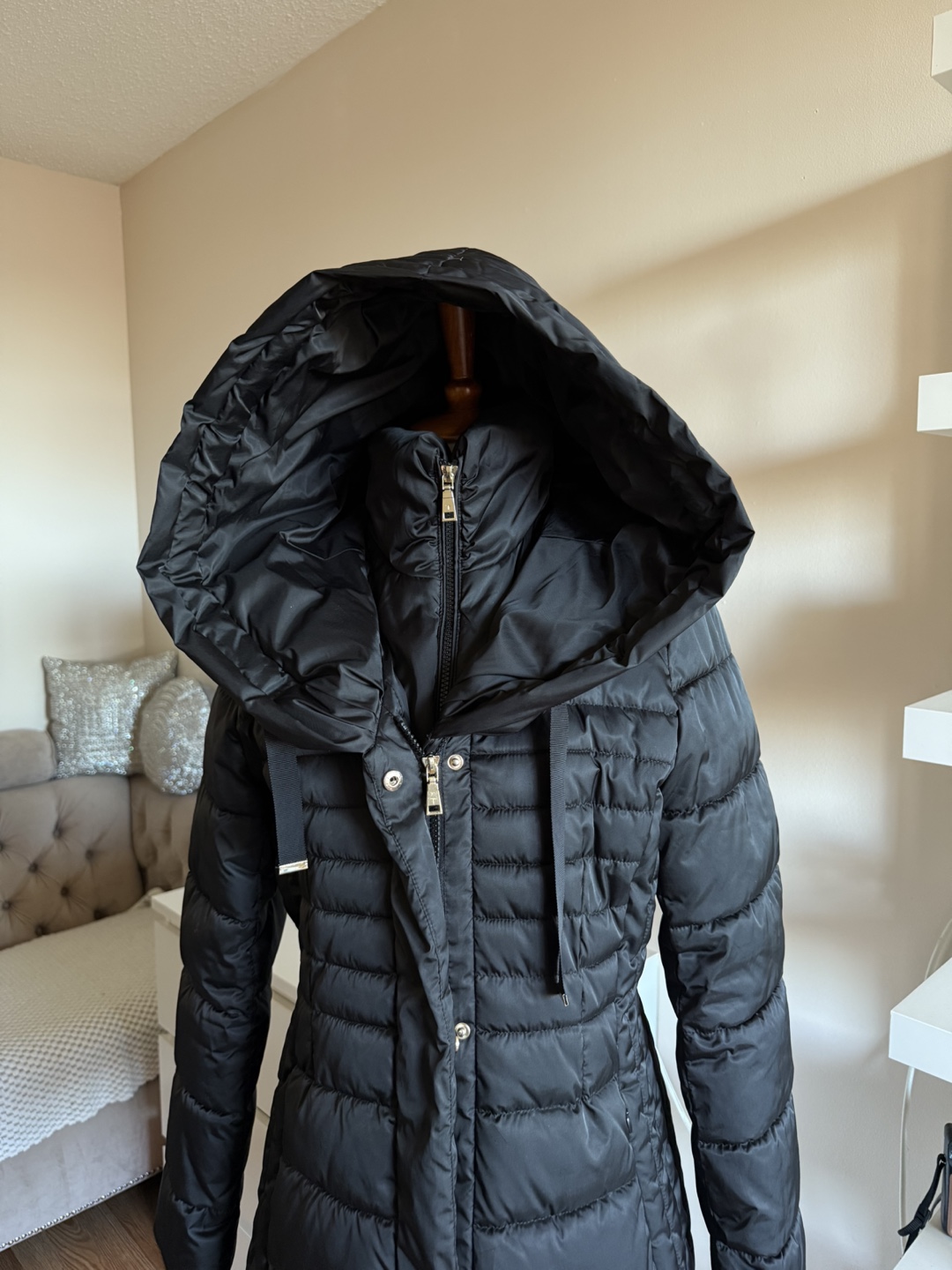 Black Puffer Coat with Hood - photo 5