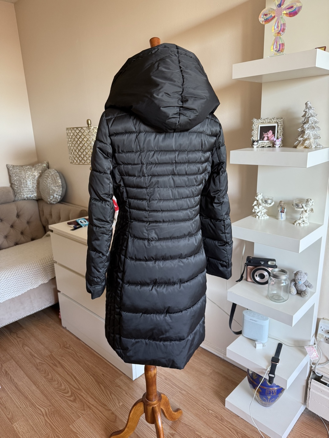 Black Puffer Coat with Hood - photo 3