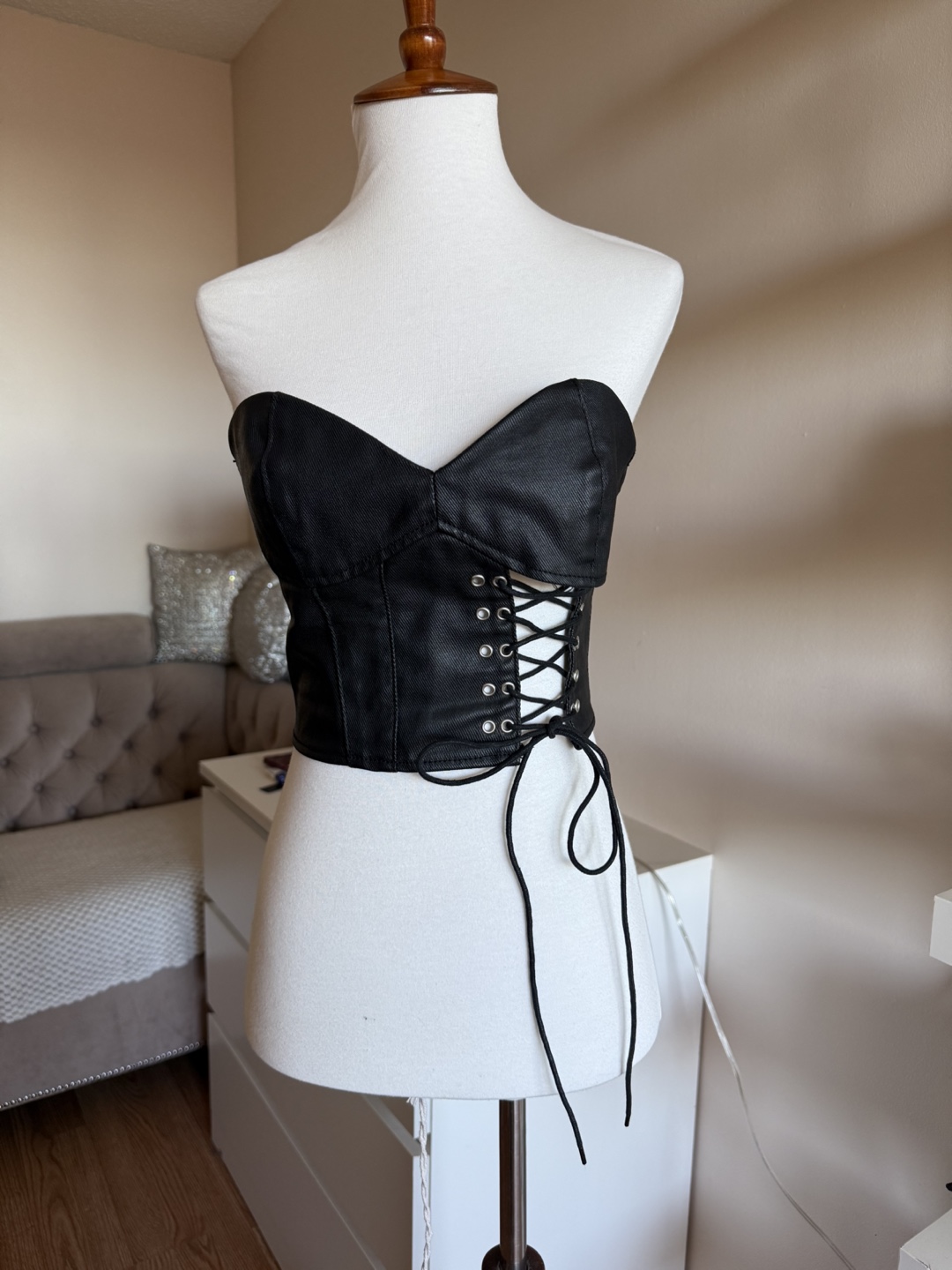 Black Lace-Up Corset Top - photo 2