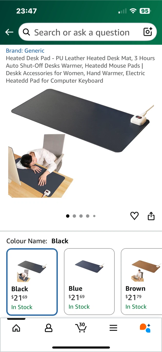 Heated Desk Pad - PU Leather Black - photo 3