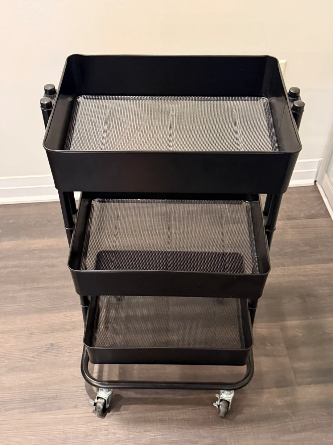 Black Utility 3-Tier Rolling Cart - photo 2