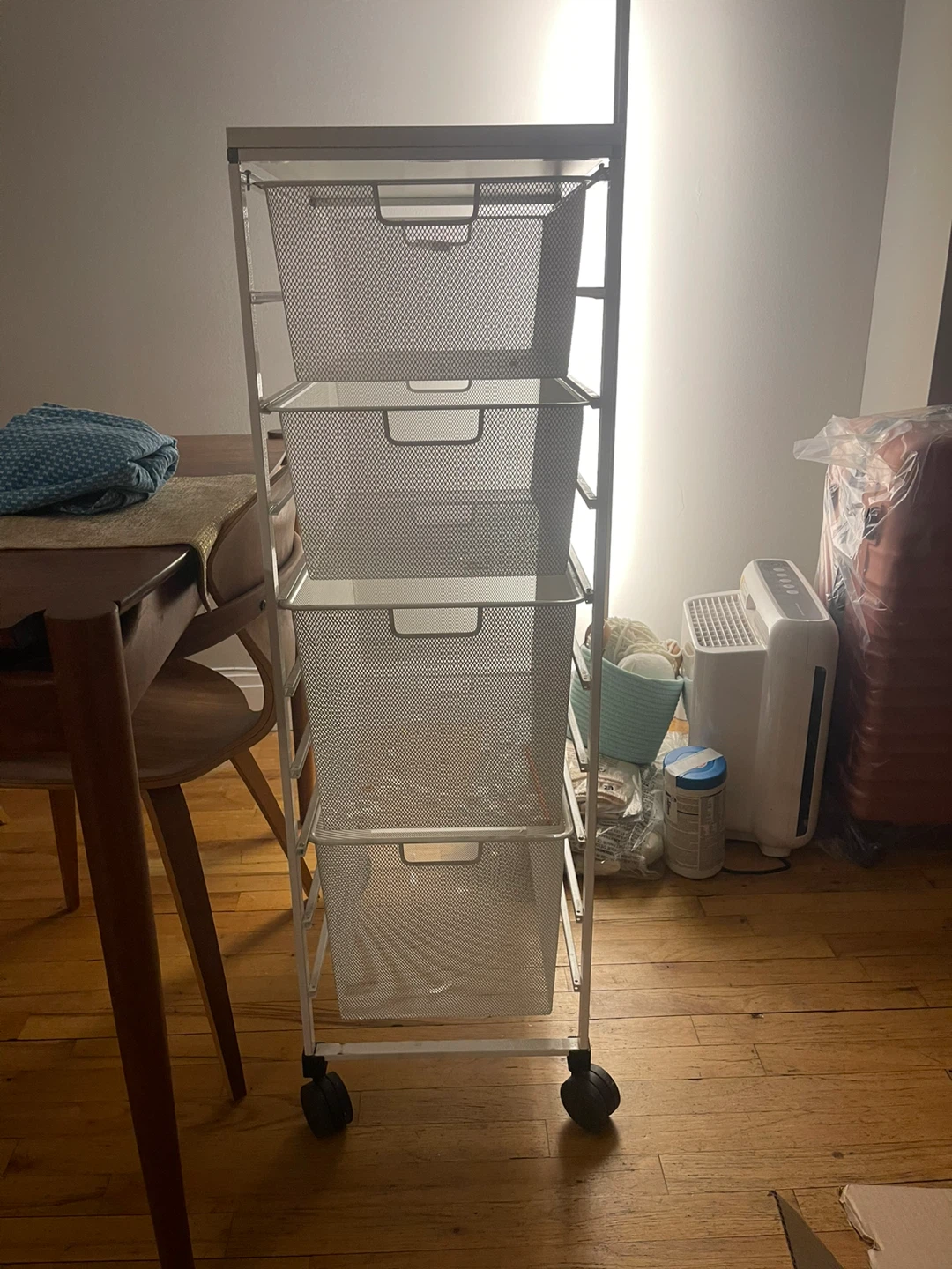 IKEA White Metal Rolling Cart