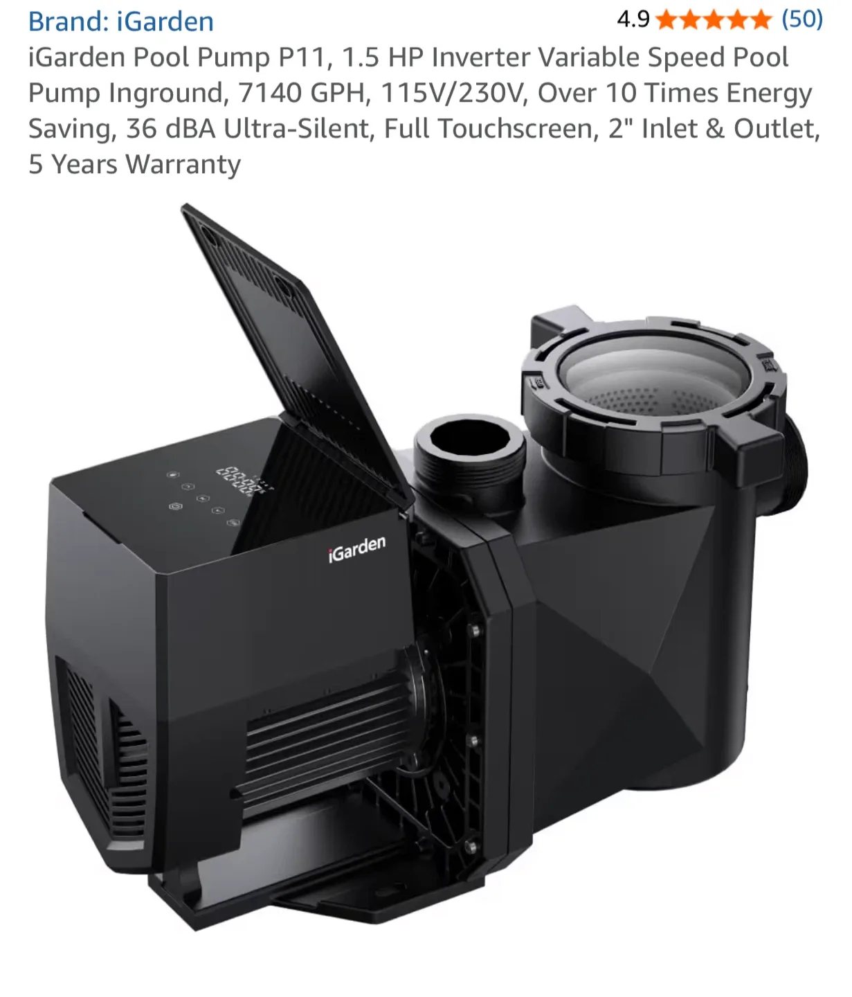 iGarden P11 1.5 HP Inverter Variable Speed Pool Pump