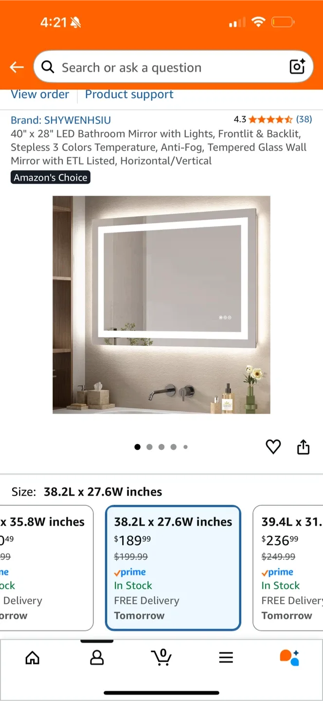 LED Bathroom Mirror 38.2" x 27.6"