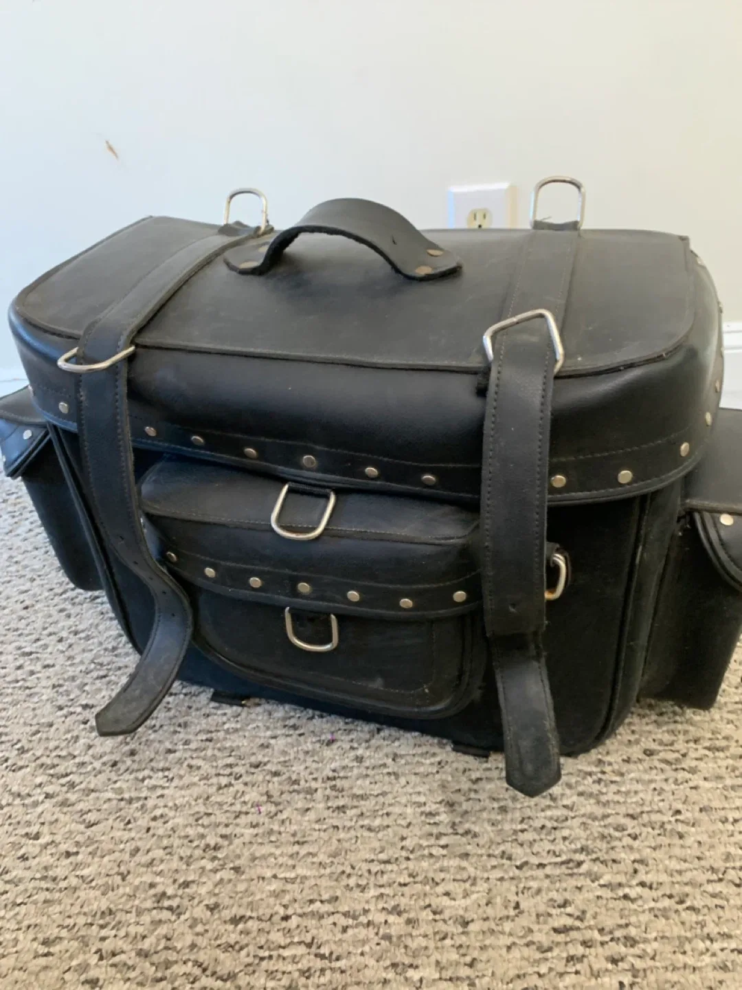 Motorcycle Saddlebag - Black leather