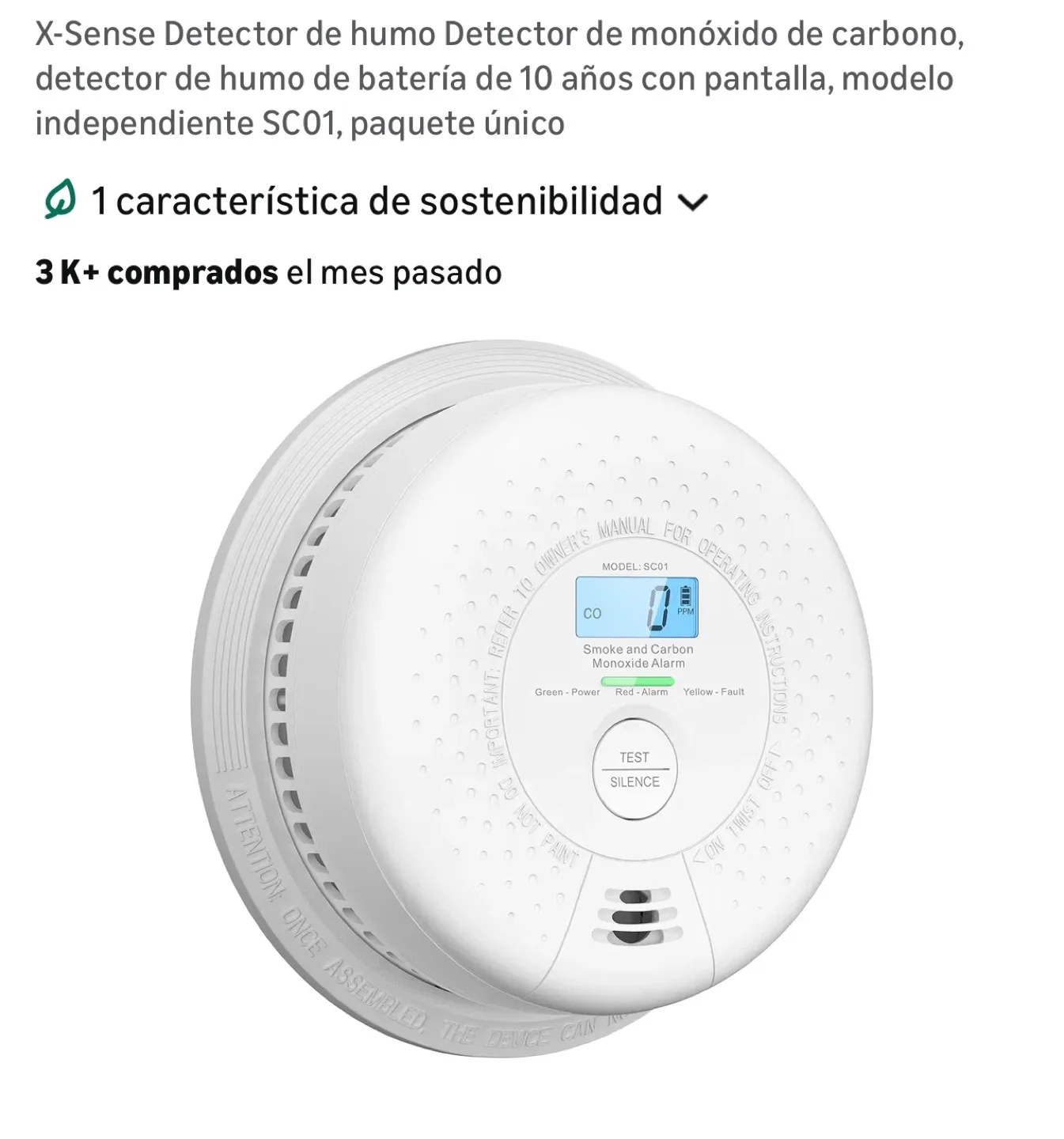X-Sense SC01 Smoke and Carbon Monoxide Alarm image indicator(3)