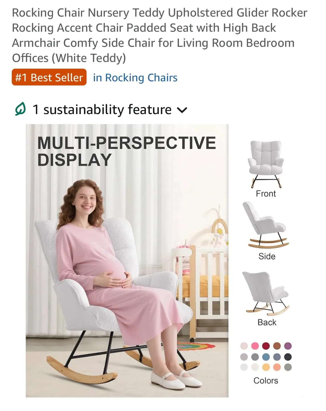 Rocking Accent Chair - White Teddy Upholstered Glider image indicator(5)