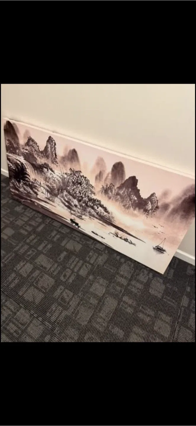 Wayfair 60”x28” Canvas landscape chinese Ink Painting ($250 new) image indicator(3)