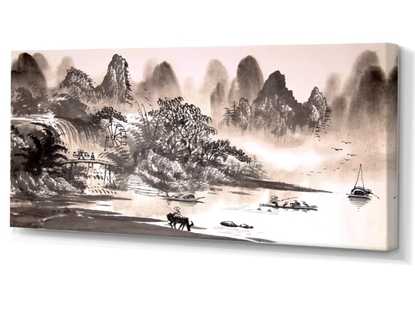 Wayfair 60”x28” Canvas landscape chinese Ink Painting ($250 new)