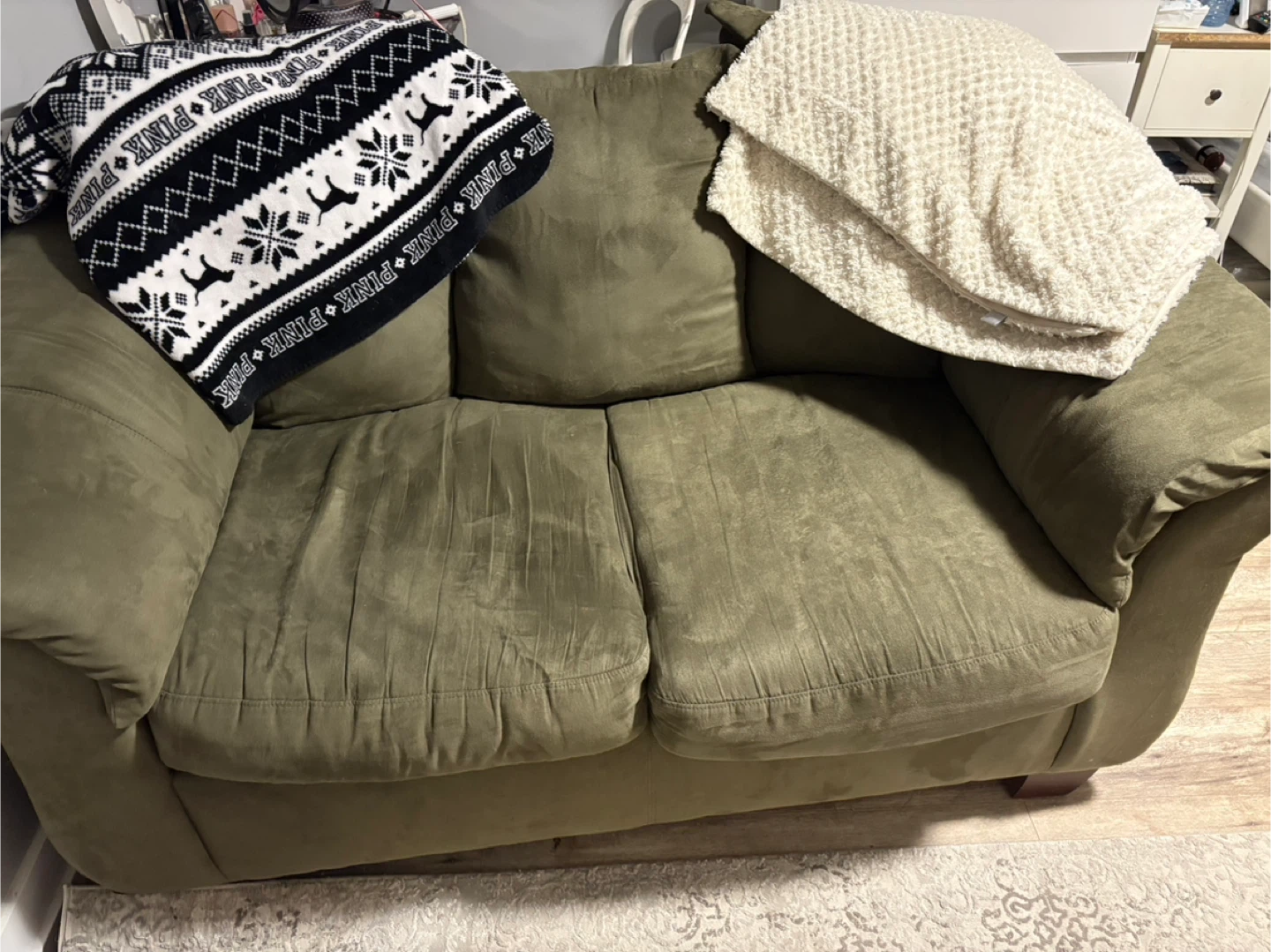 Olive Green Loveseat Sofa - photo 2