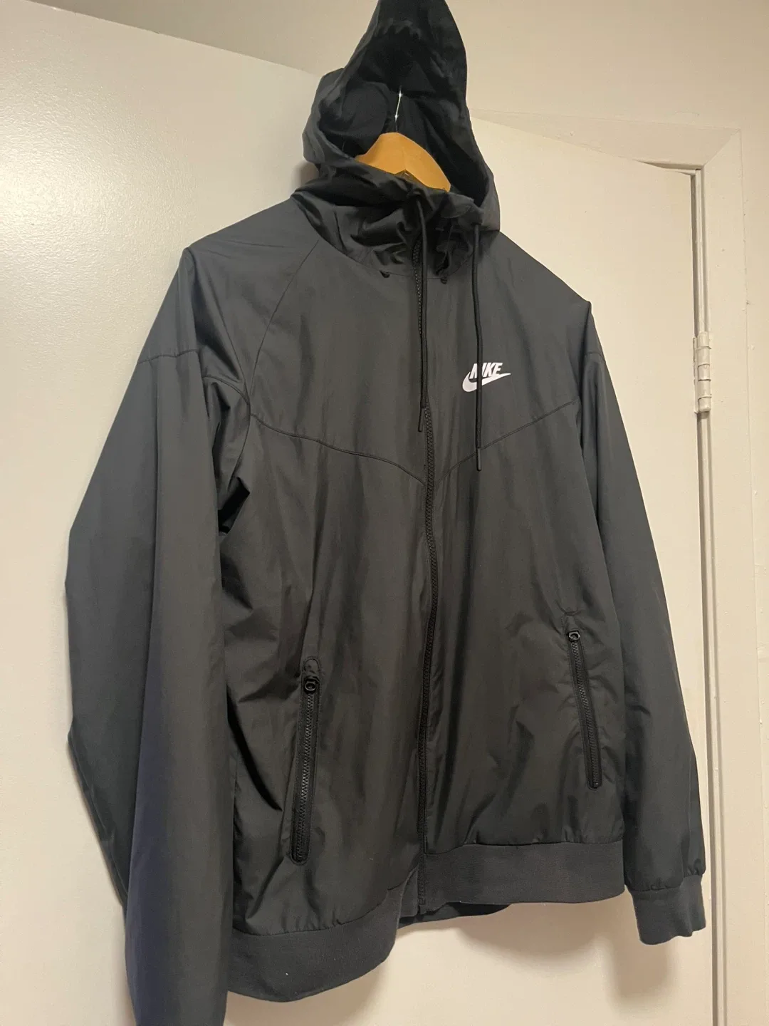 Black waterproof zip up hood, Nike jacket adult small unisex image indicator(7)