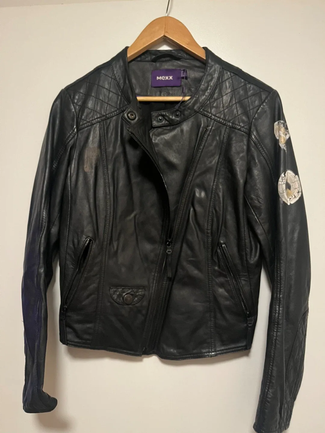 Black lambs, leather MEXX, jacket, custom painted, and designed image indicator(6)