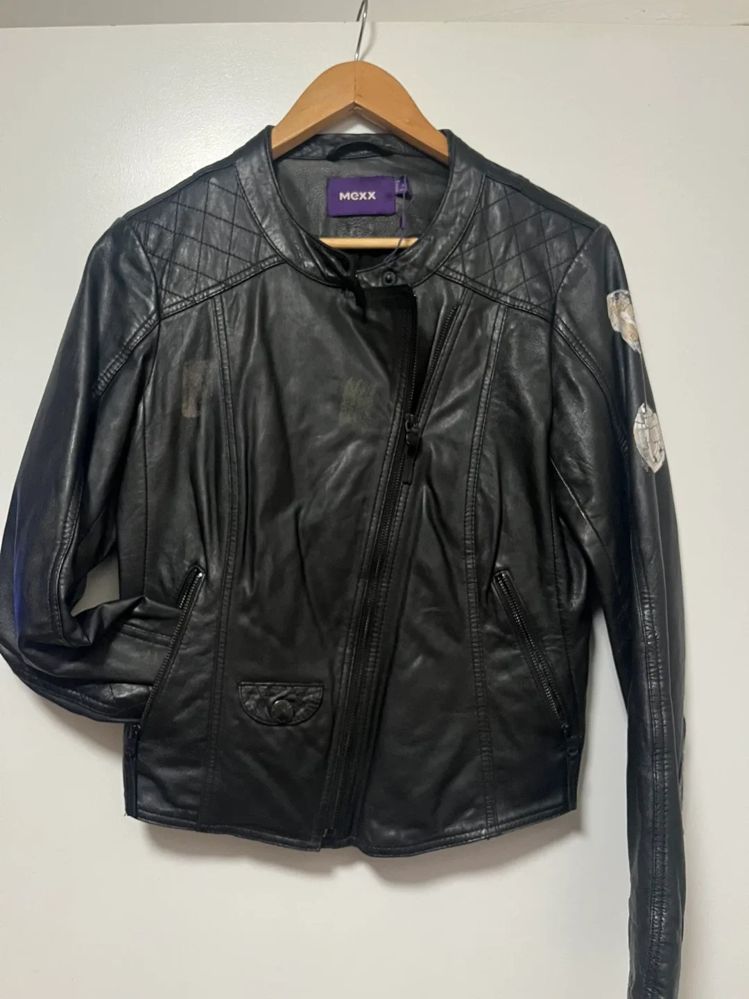 Black lambs, leather MEXX, jacket, custom painted, and designed image indicator(2)