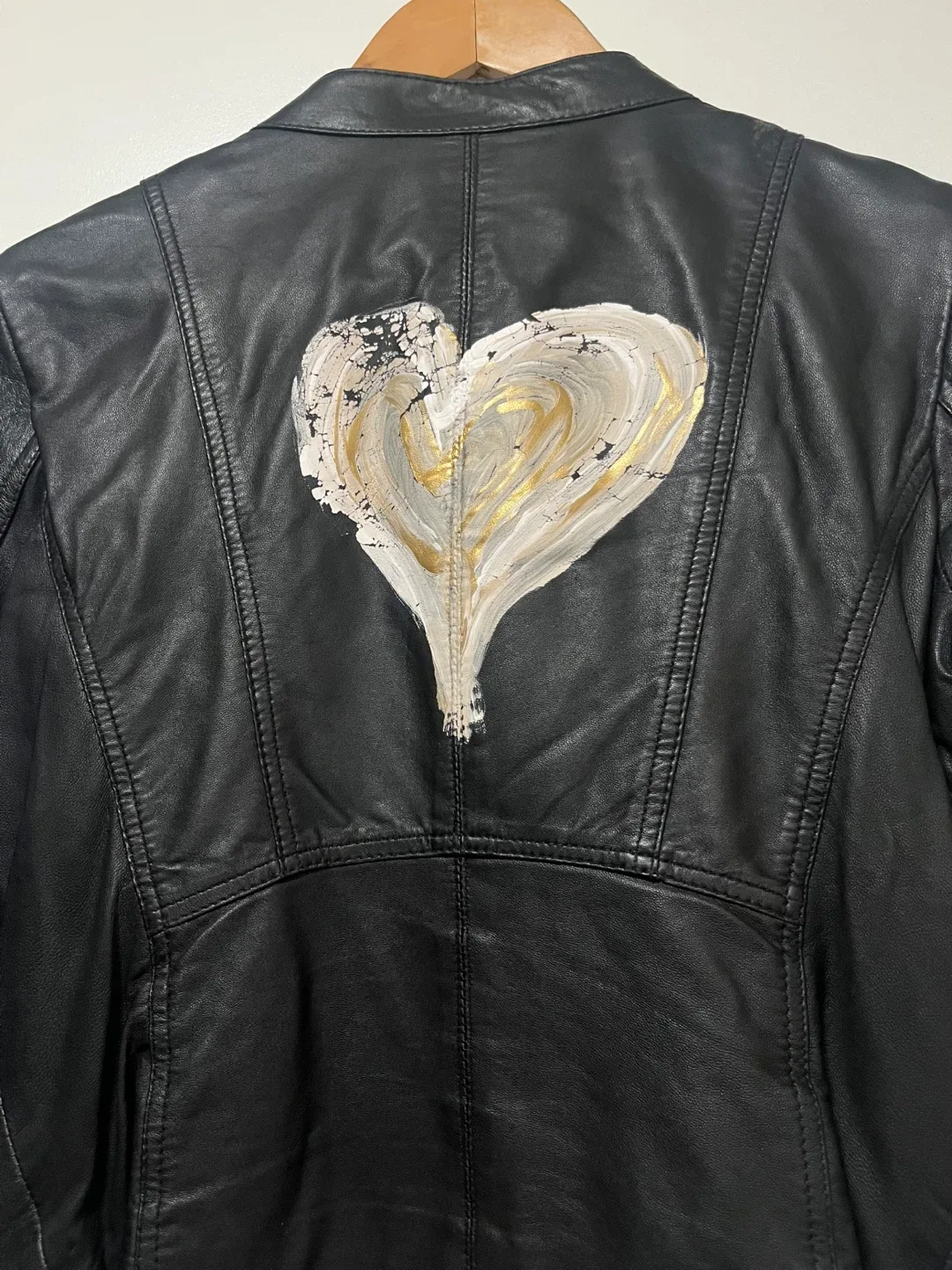 Black lambs, leather MEXX, jacket, custom painted, and designed image indicator(3)