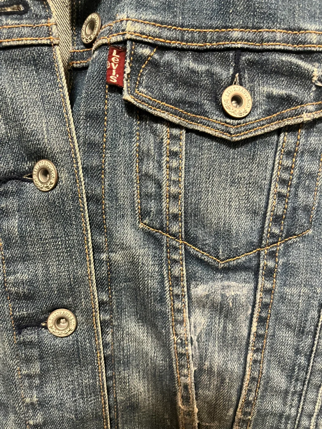 LEVIS jean jacket, customized size extra small acid wash image indicator(7)