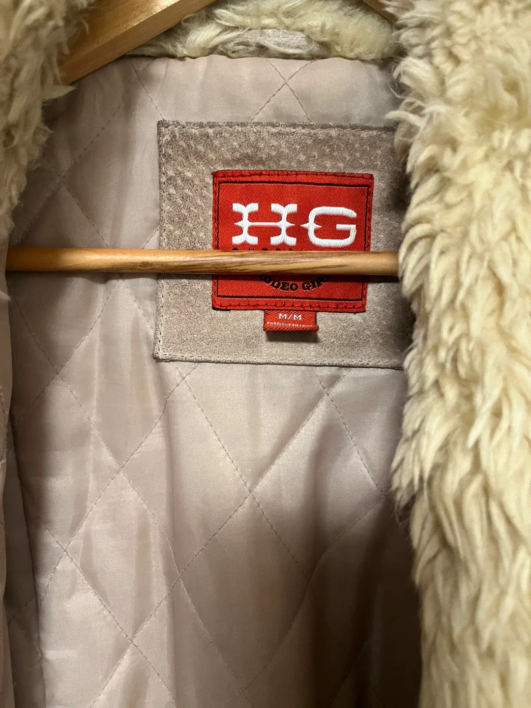 Nude suede fur lined floor length winter coat image indicator(6)