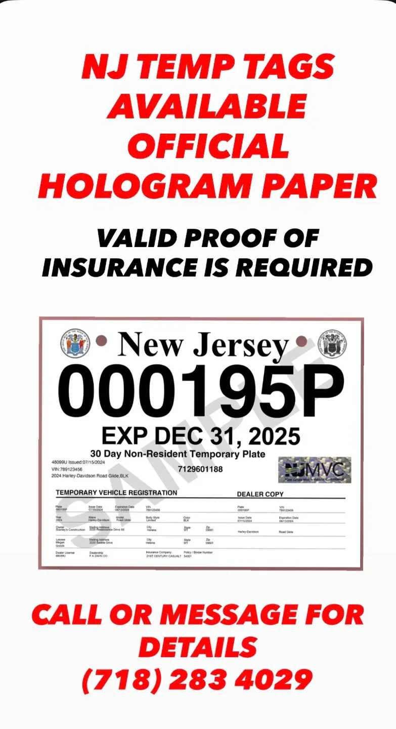 NJ TEMPORARY TAG