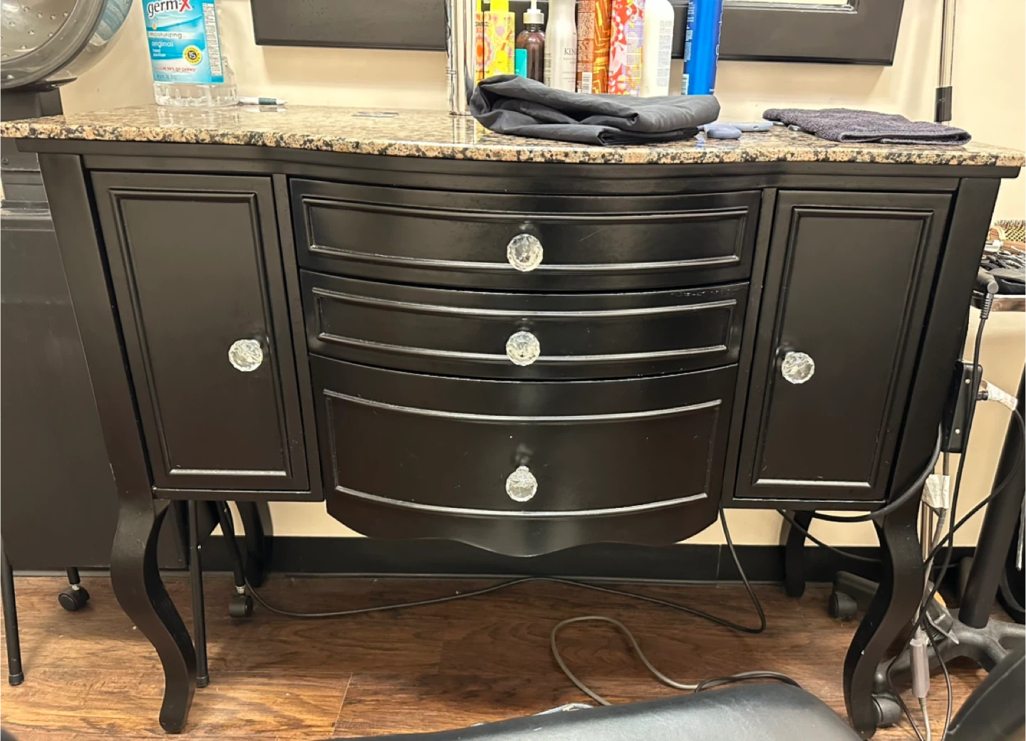 Black Wooden Cabinet with Drawers