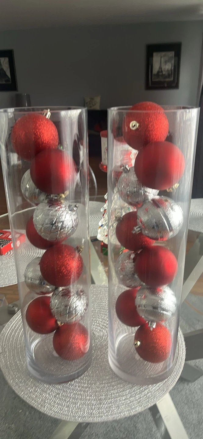 Pair of Clear Tall Glass Vases-18 H