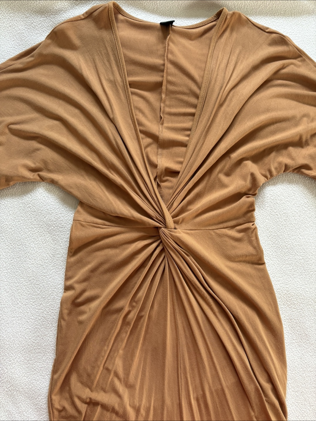 Tan Twist Front Midi Dress - photo 2