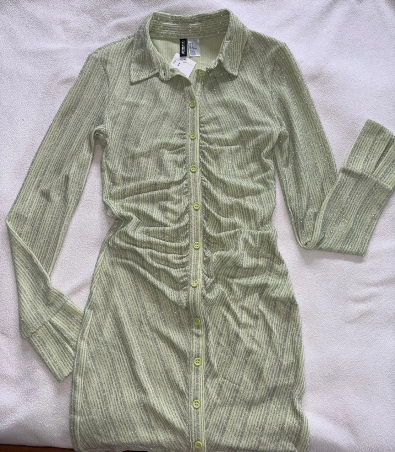 H&M Green Striped Mini Dress