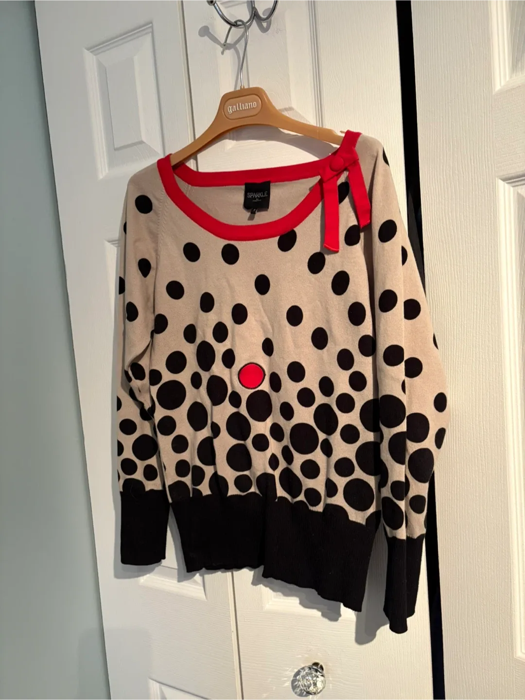 Sparkle Beige & Black Polka Dot Sweater