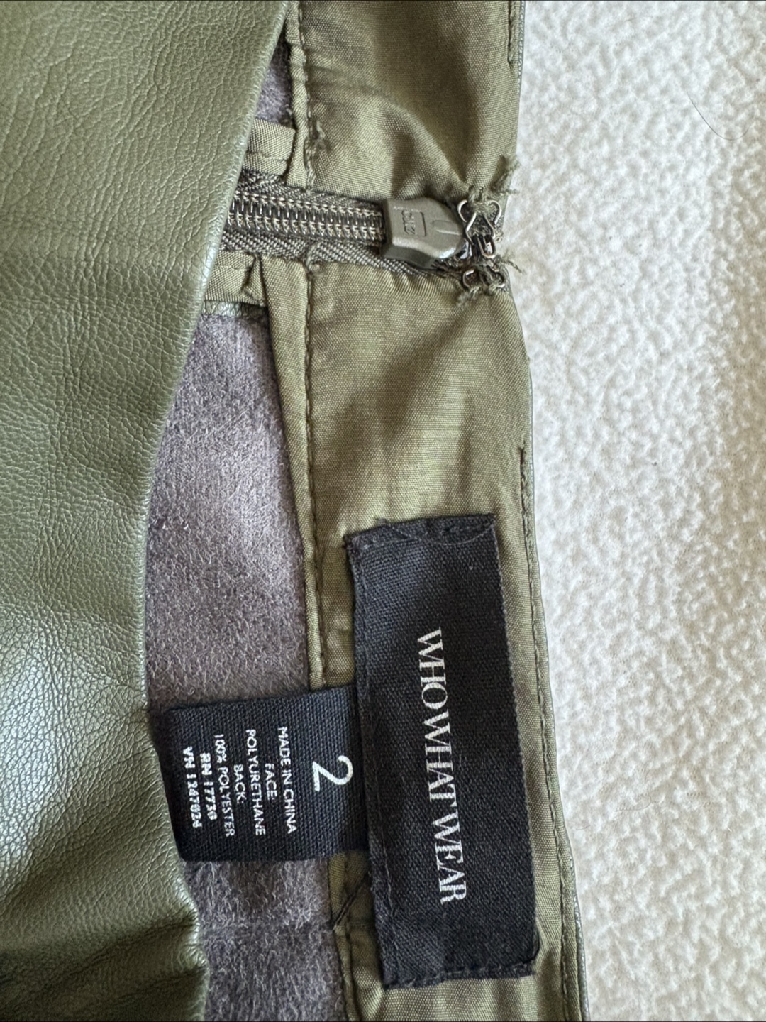 Who What Wear Olive Green Faux Leather Skirt - Size 2 - photo 3